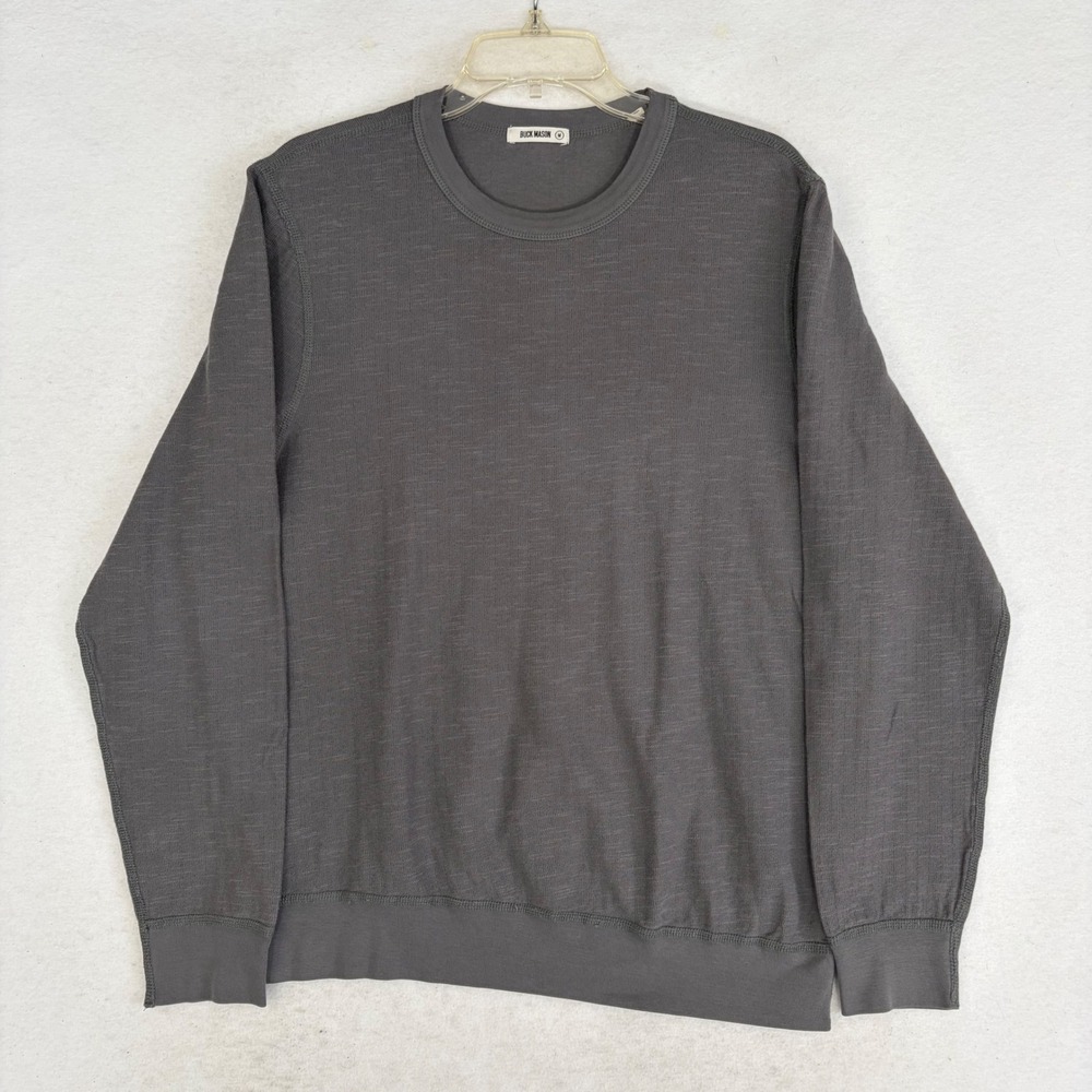 Buck Mason Slub Cotton Crewneck Sweatshirt Charcoal Gray Mens Medium Pullover - Picture 2 of 8